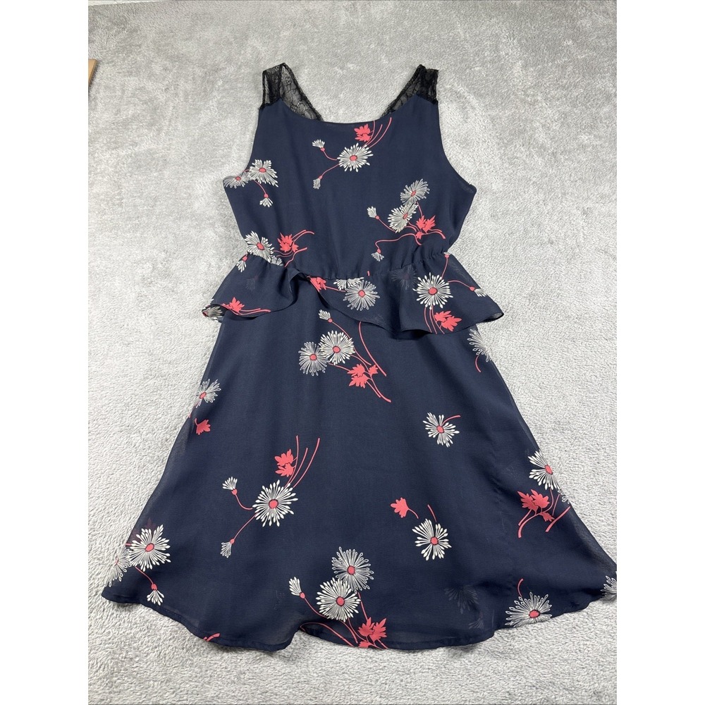 Reformed‎ Navy Floral Mini Dress with Lace Accents, Size XS